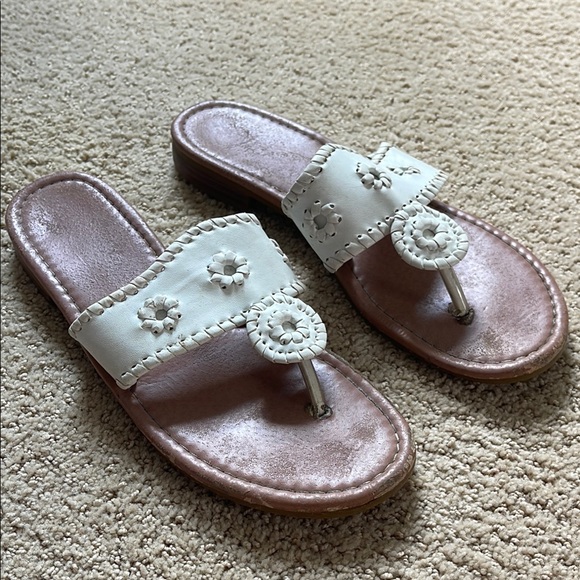 Hot Cakes Shoes - Hot Cakes White and Brown Sandals with Embellished Straps